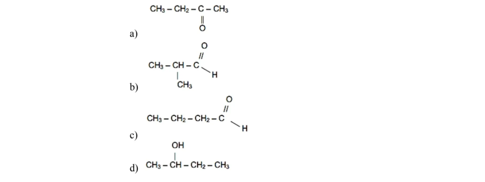 Question 13 — formules semi-développées